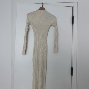 Aritzia (Wilfred) Cream Ribbed Knit Dress